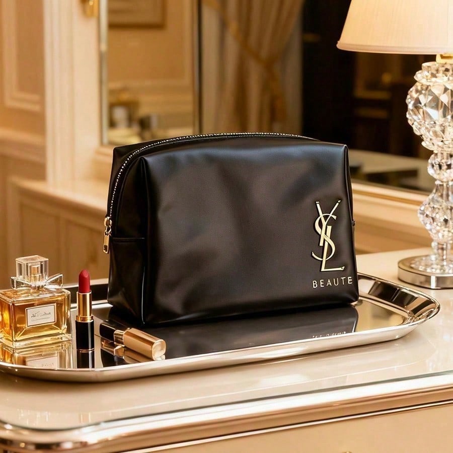 Ysl Beauty Makeup Bag - Bolsa de Cosméticos Clássica Preta YSL